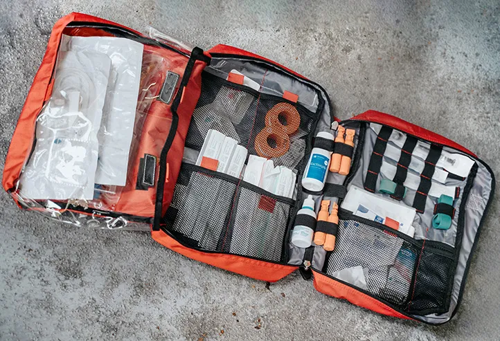 red first aid bag